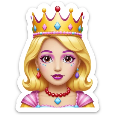 queen of the candyland, with candy makeup and just face sticker