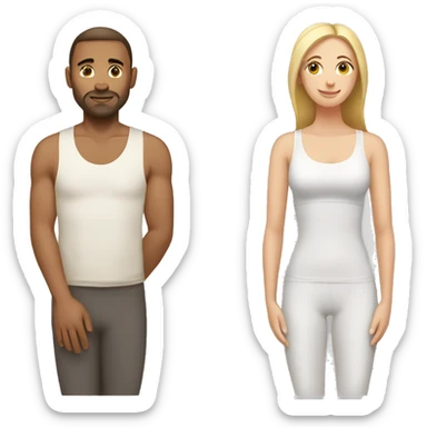 Yoga caucasian man and woman sticker