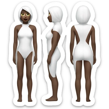 full covered woman in white latex bodysuit front and back zoomed out sticker