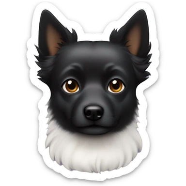 black spitz dog with his white owner with dark hair, bambi eyes, full and beautiful mouth, and thick eyebrows sticker