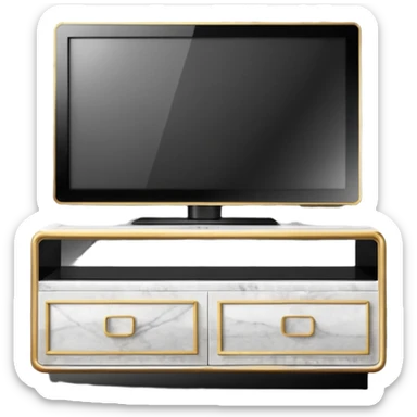 modern tv with news channel on it standing on a super luxurious marble cupboard sticker
