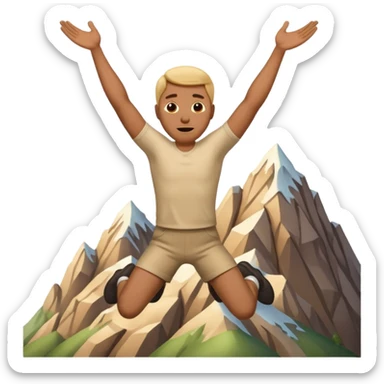 apple style emoji of a man falling head over heels past a mountain, arms and legs flailing sticker