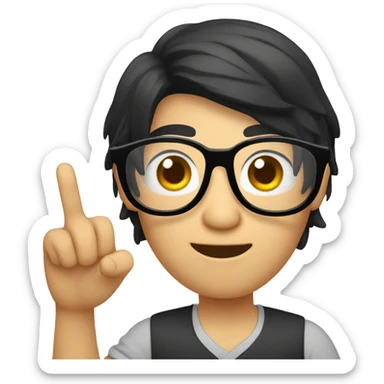vietnamese developer black hair with eye glasses, hand with index finger pointing up sticker