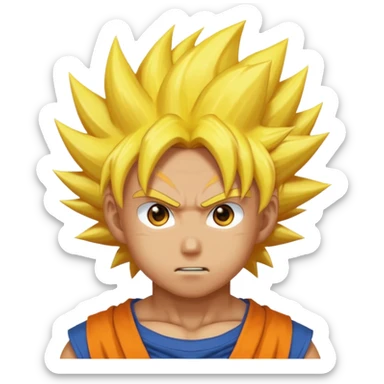 A man with no shirt and oura surrounding him like goku sticker