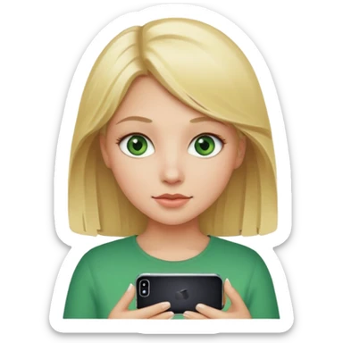 Blonde green eyed girl with iPhone sticker