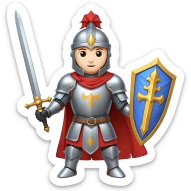 Battle mage: a knight in armor wielding both sword and magic sticker