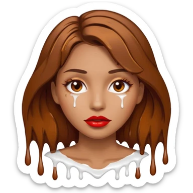 Brown Hair, Woman, white paint drip, face, hot, Sexy, lips sticker