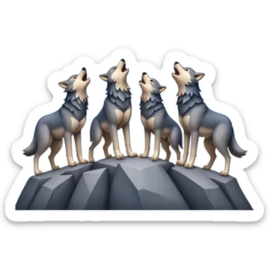 Wolf pack howling in different directions  sticker