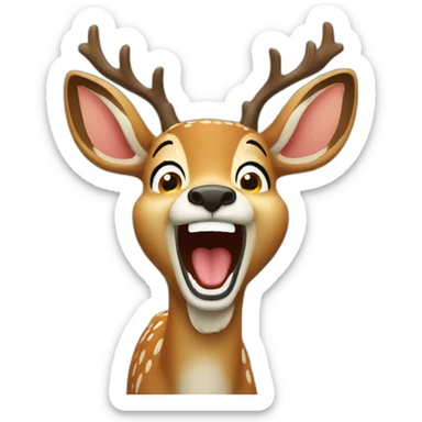 A deer laughing out loud  sticker