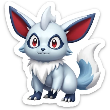 Shiny White Furry Snowy Ice-type Absol-Minccino-Zangoose-Hybrid (Full body) sticker