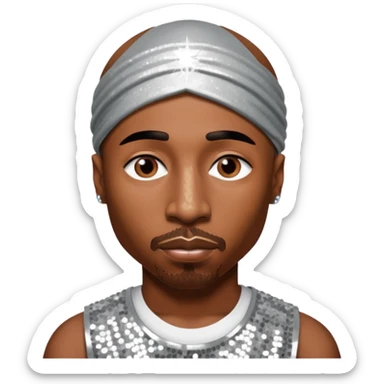 Tupac with silver sequin outfit sticker