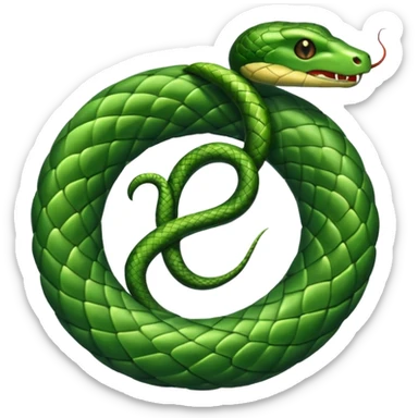A letter E with a snake twisted around it sticker