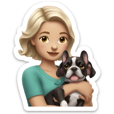 Girl with a meral frenchie puppy sticker