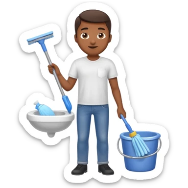 man Cleaning the bathroom sticker