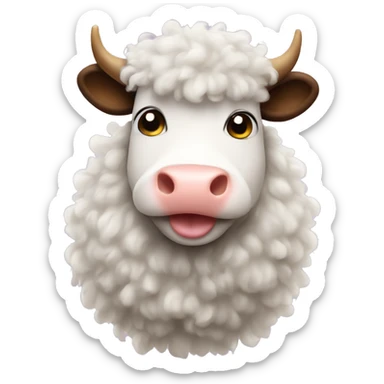  Cute cow with fluffy curly hair  sticker