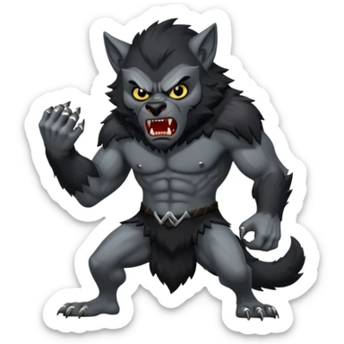 Create an emoji of Werewolf half bodied till waist sharp nails angry face black sticker
