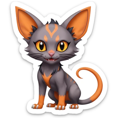 Noibat-Lykoi-Sphynx-Litten-Torracat-fusion-Fakemon-Pokémon-creature  sticker
