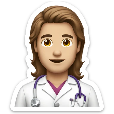Male nurse long brown hair sticker