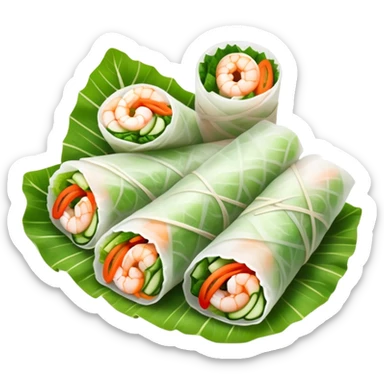 cinematic-realistic-vietnamese-summer-rolls-dish-emoji,-depicted-with-delicate-rice-paper-wraps-filled-with-fresh-vegetables-and-shrimp-rendered-with-crisp-textures-and-refreshing-lighting. sticker
