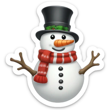 snowman with santa hat sticker