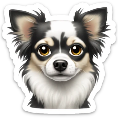 Black and white Merle long hair chihuahua  sticker