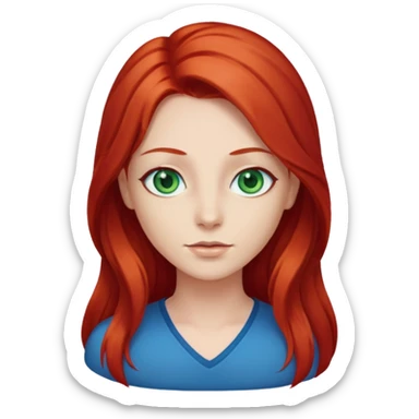 Like the first but her eye green  and blue and her hair red that brolong herwn  sticker