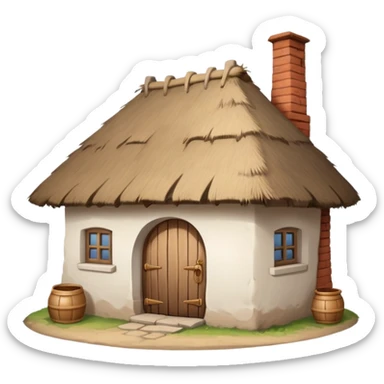A Ukrainian peasant house with white walls sticker