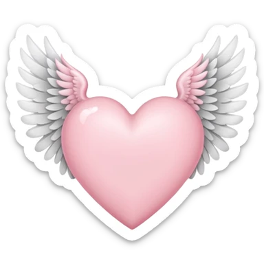 a soft pink heart with wings sticker
