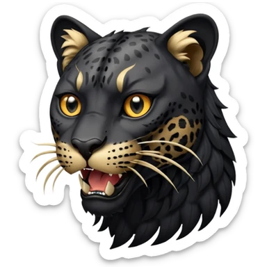Hyper-realistic cute cool handsome badass edgy winged black leopard roaring sticker