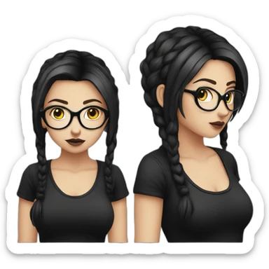 Standing-white-goth-girl-dark-hair-with-glasses-black-tshirt sticker