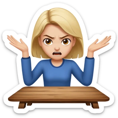 girl flipping table over angrily sticker