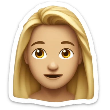 Criar um emoji do busto de uma criança loira de olhos azuis esverdeados, com uma pequena falha no cabelo que é penteado para esquerda sticker