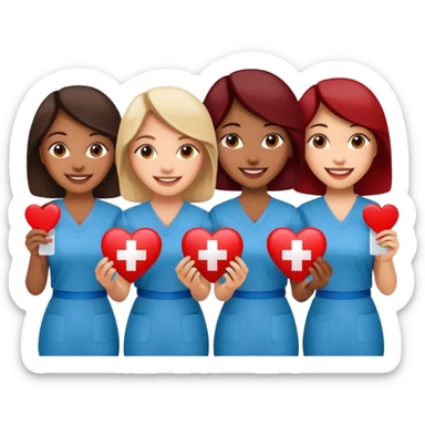 Four women promoting blood donation sticker