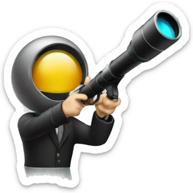 Secret agent with a spyglass reviewing multicolor lines of code sticker