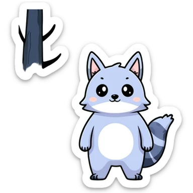 watercolor furry creature in a misty forest sticker