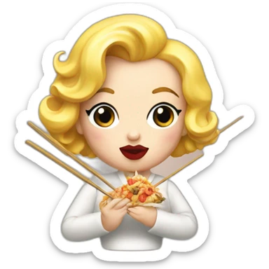 Marilyn monroe eating with chopsticks sticker