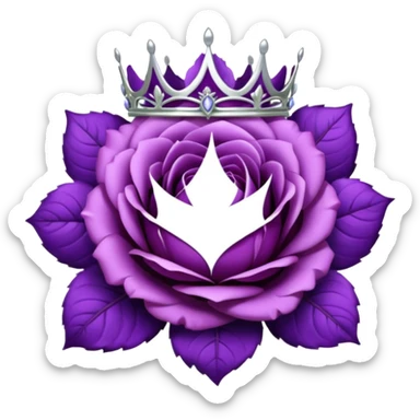 Purple rose with silver tiara and a purple emblem leaf wreath sticker