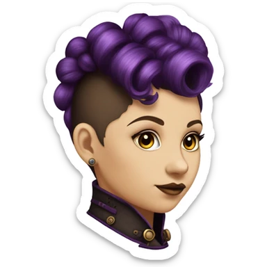 steampunk profile short hair faux-hawk purple Victorian on Caucasian girl with small nose round fat face sticker