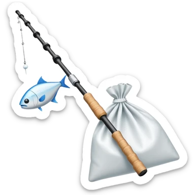 Fishing rod with cocaine bag  on the end sticker