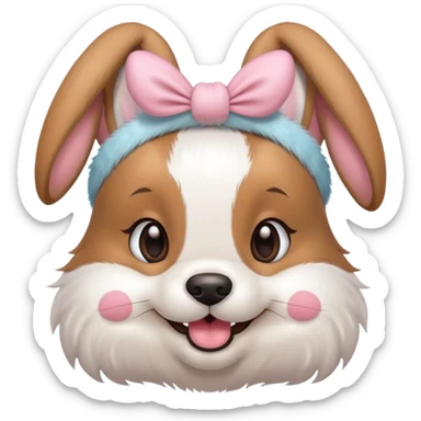 Cute Dog Wearing A  bunny headband sticker