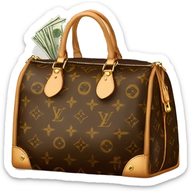 Louis Vuitton bag stuffed with money sticker