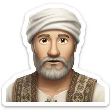 photorealistic white slavic peasant with beard  Slavic ethnic clothing sticker