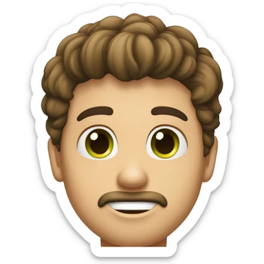 Homme cheuveu boucle aux yeux vert qui fait un bisous avec un coeur sticker