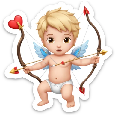 Adorable Cupid with his magical bow and arrow shooting love hearts sticker