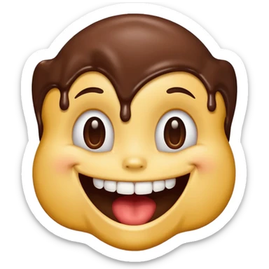 iPhone emoji face smiling with buckteeth that has chocolate on the teeth sticker