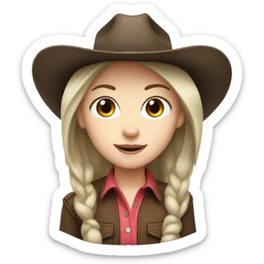 pale skin girl with dark brown hair in a cowgirl hat sticker