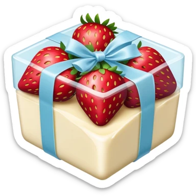 Strawberries in white chocolate in a pale blue package sticker