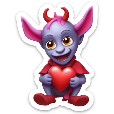 Valentine Imp with horns  sticker