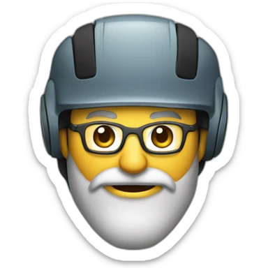 Un visage d’un homme châtain avec une barbe bien taillée des lunettes de vue, coiffé en arrière et un casque de gamer sticker