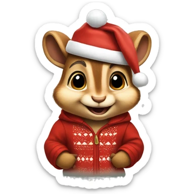Theodore Chipmunk with Christmas clothes sticker